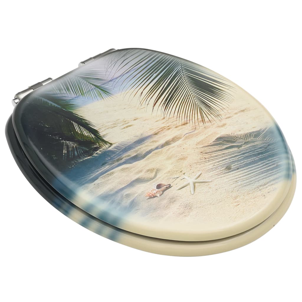 vidaXL Toilettensitz mit Soft-Close-Deckel MDF Strand-Design