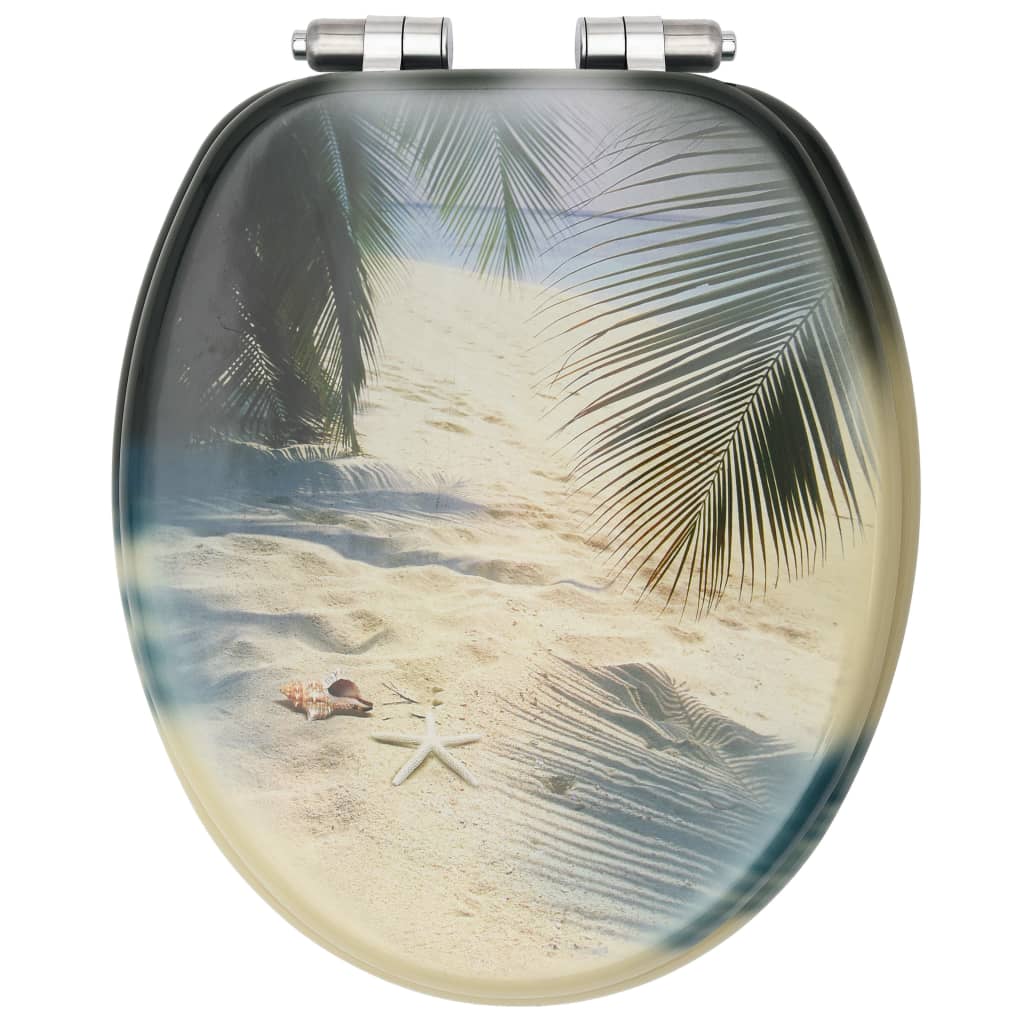 vidaXL Toilettensitz mit Soft-Close-Deckel MDF Strand-Design