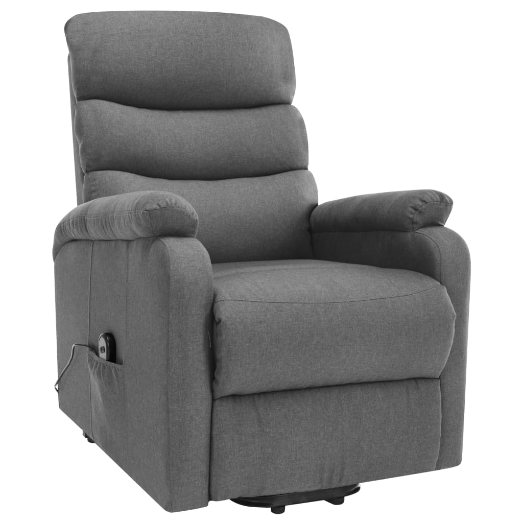 vidaXL Massagesessel mit Aufstehhilfe Hellgrau Stoff