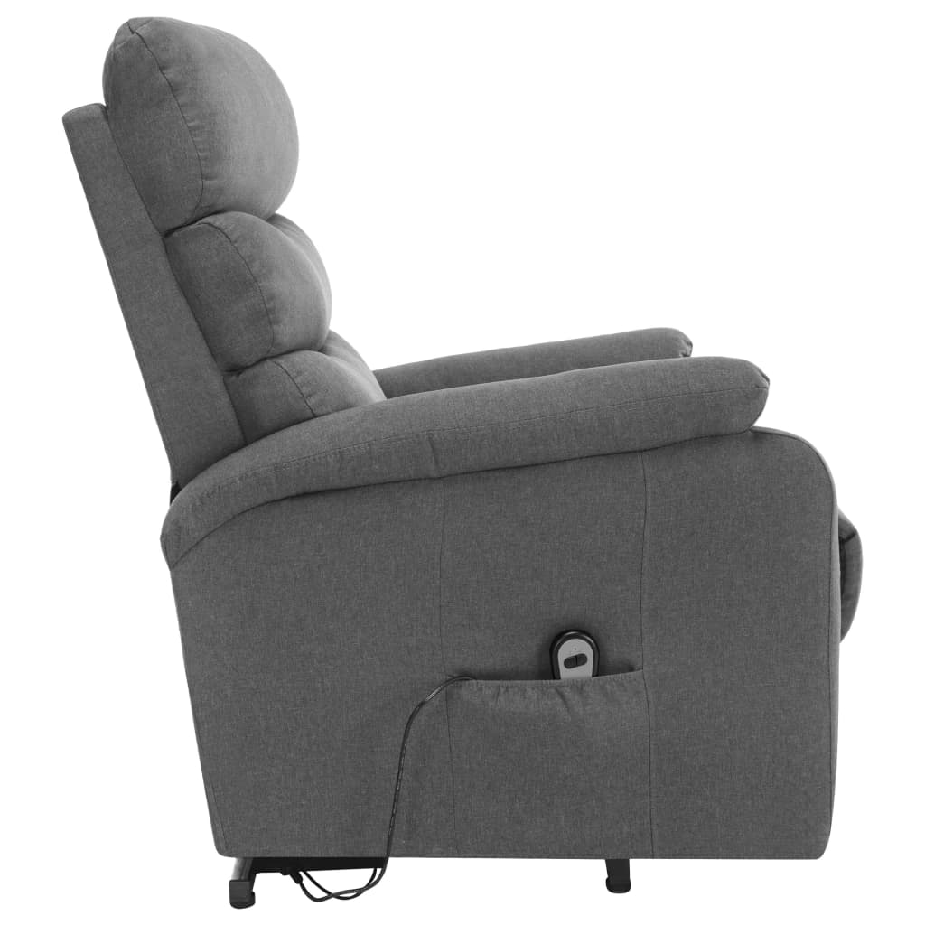 vidaXL Massagesessel mit Aufstehhilfe Hellgrau Stoff