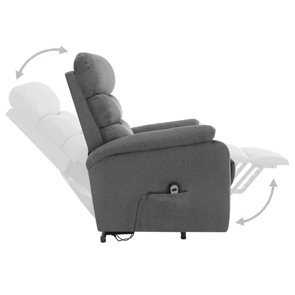 vidaXL Massagesessel mit Aufstehhilfe Hellgrau Stoff