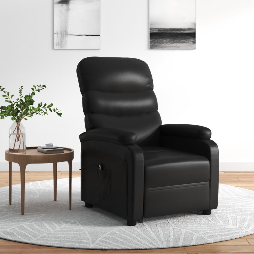 vidaXL Aufstehsessel Schwarz Kunstleder