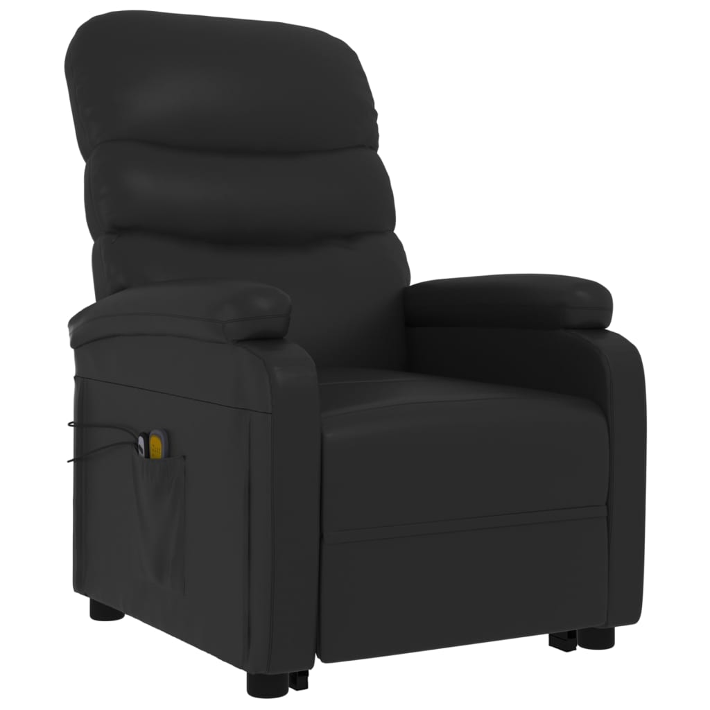 vidaXL Massagesessel mit Aufstehhilfe Schwarz Kunstleder