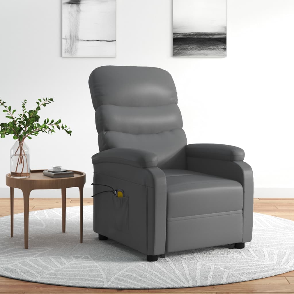 vidaXL Massagesessel mit Aufstehhilfe Schwarz Kunstleder