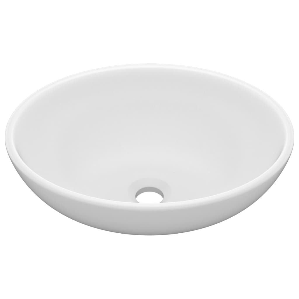 vidaXL Luxuriöses Ovales Waschbecken Matt Weiß 40x33 cm Keramik