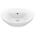 vidaXL Luxus-Waschbecken Überlauf Oval Matt-Weiß 58,5x39 cm Keramik
