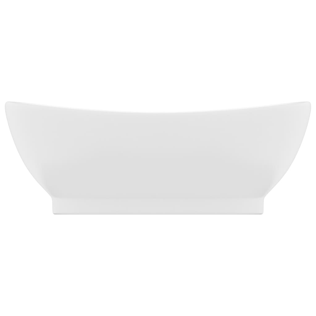 vidaXL Luxus-Waschbecken Überlauf Oval Matt-Weiß 58,5x39 cm Keramik
