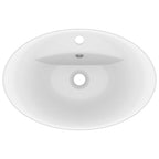 vidaXL Luxus-Waschbecken Überlauf Oval Matt-Weiß 58,5x39 cm Keramik