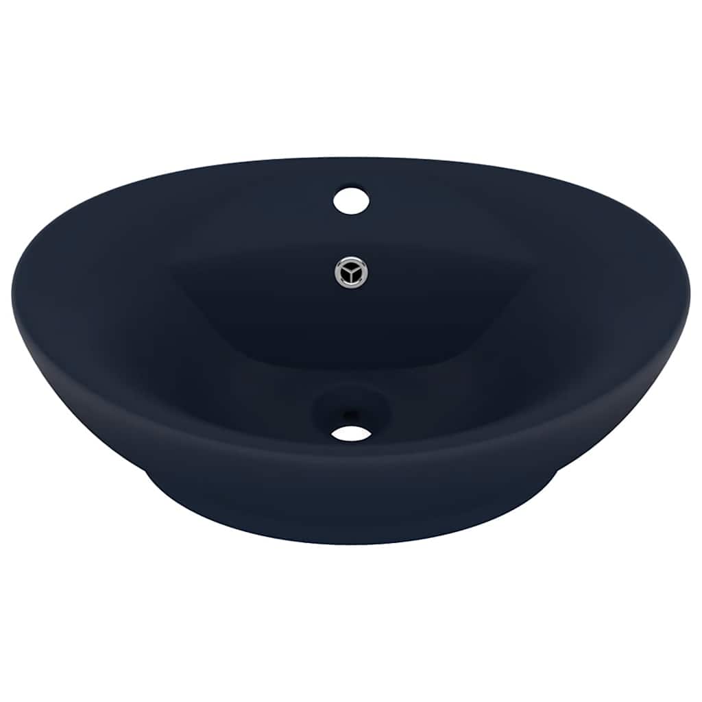 vidaXL Luxus-Waschbecken Überlauf Matt Dunkelblau 58,5x39cm Keramik