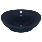 vidaXL Luxus-Waschbecken Überlauf Matt Dunkelblau 58,5x39cm Keramik