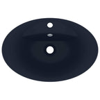 vidaXL Luxus-Waschbecken Überlauf Matt Dunkelblau 58,5x39cm Keramik