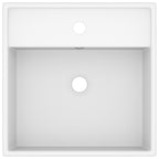 vidaXL Luxus-Waschbecken Überlauf Quadratisch Matt Weiß 41x41 cm