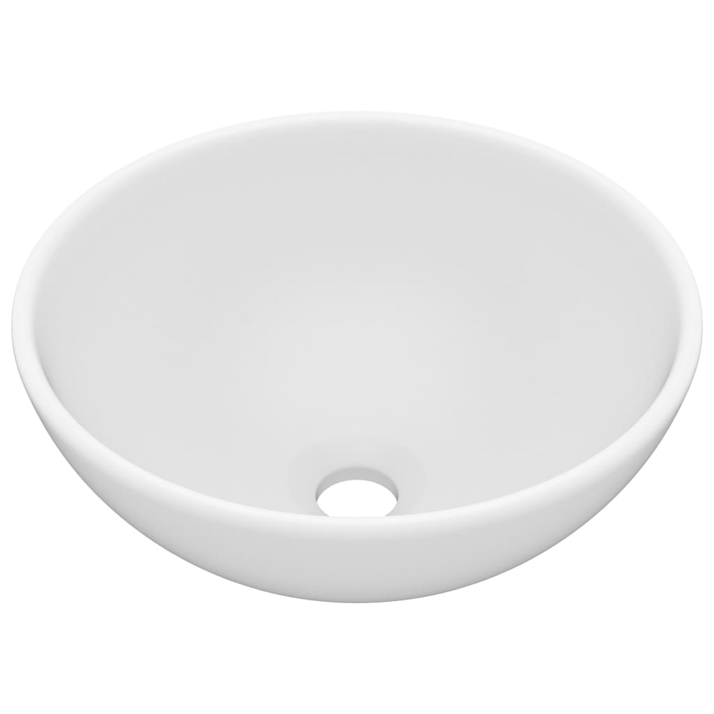 vidaXL Luxus-Waschbecken Rund Matt Weiß 32,5x14 cm Keramik