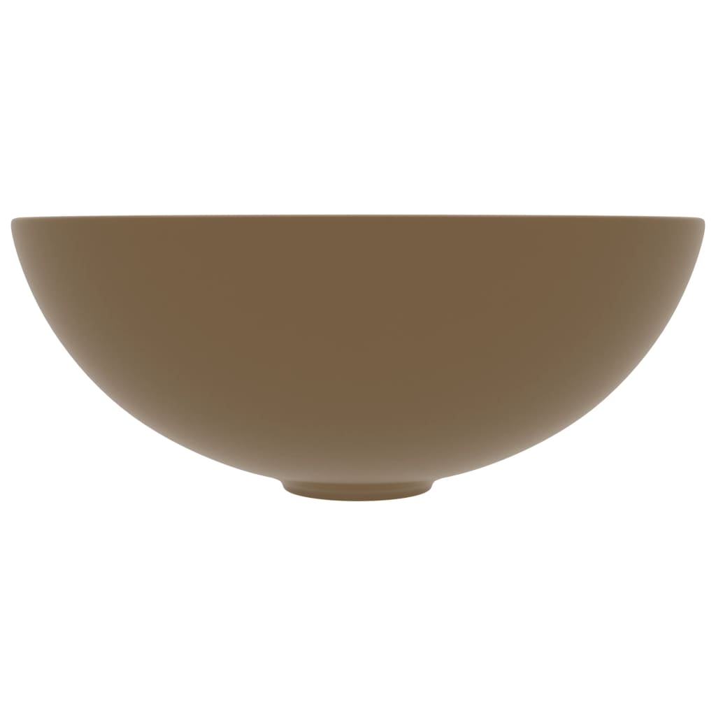vidaXL Waschbecken Keramik Mattcreme Rund