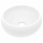 vidaXL Luxuriöses Waschbecken Rund Matt Weiß 40x15 cm Keramik