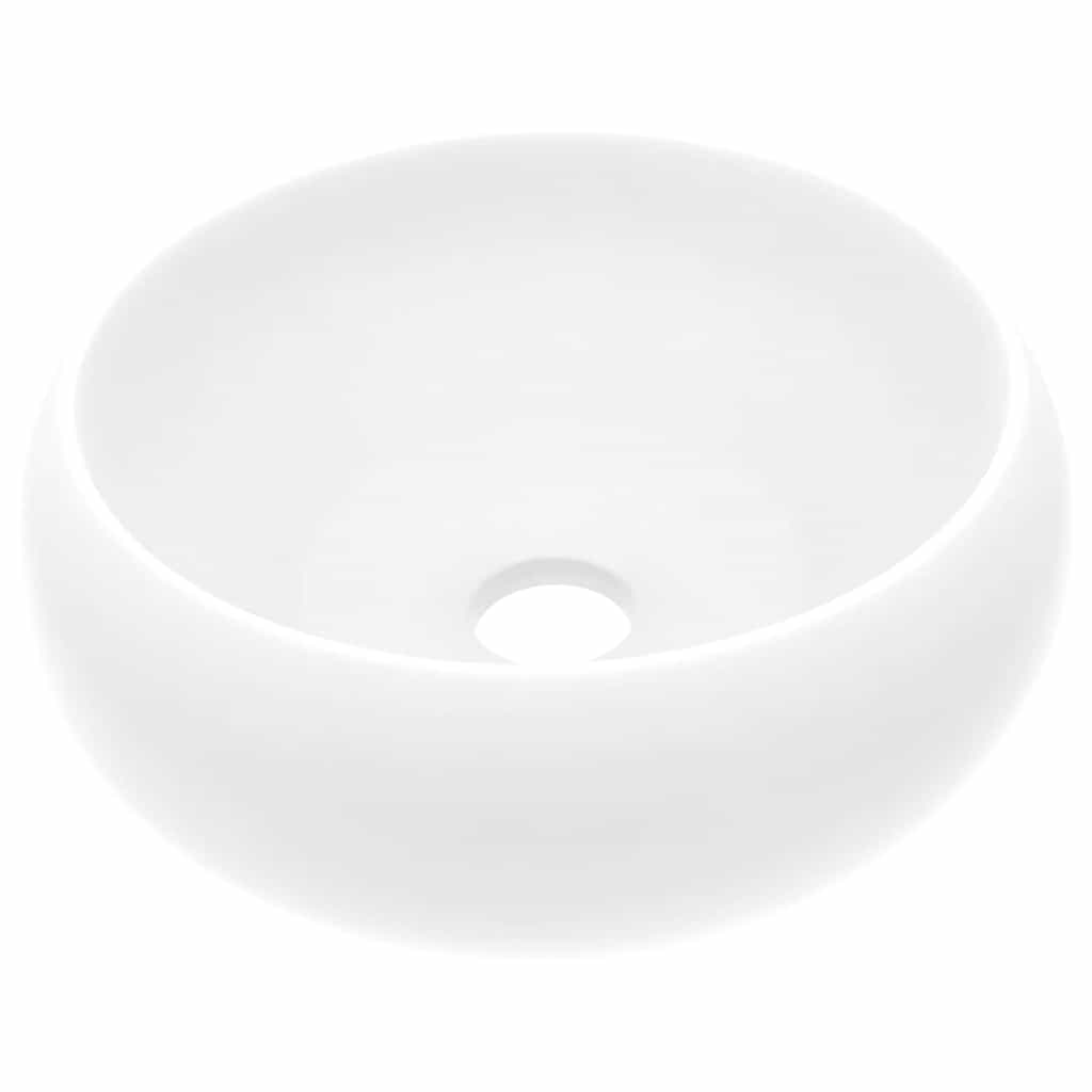 vidaXL Luxuriöses Waschbecken Rund Matt Weiß 40x15 cm Keramik