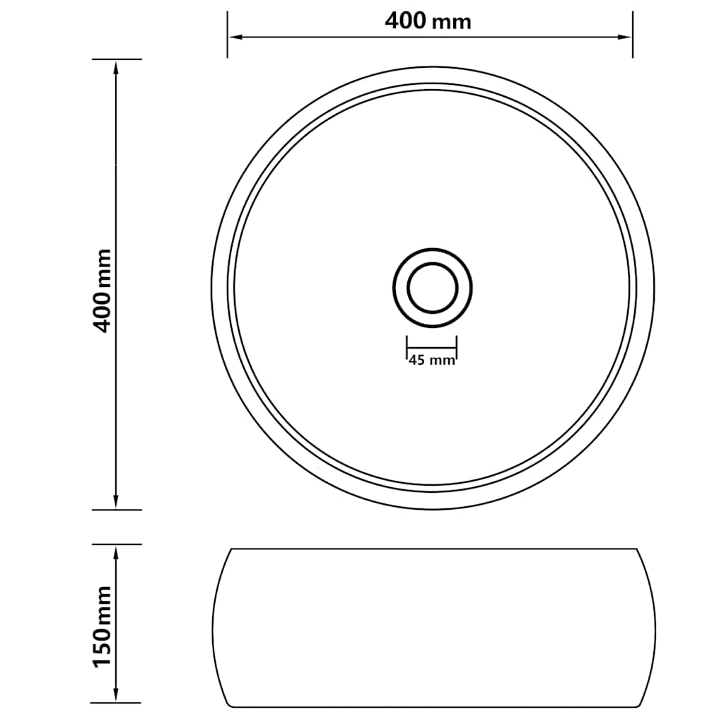 vidaXL Luxuriöses Waschbecken Rund Matt Weiß 40x15 cm Keramik