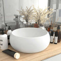 vidaXL Luxuriöses Waschbecken Rund Matt Weiß 40x15 cm Keramik