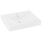 vidaXL Luxus-Waschbecken mit Hahnloch Matt-Weiß 60x46 cm Keramik