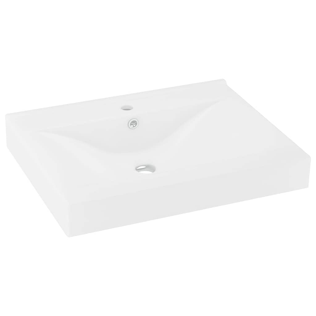 vidaXL Luxus-Waschbecken mit Hahnloch Matt-Weiß 60x46 cm Keramik