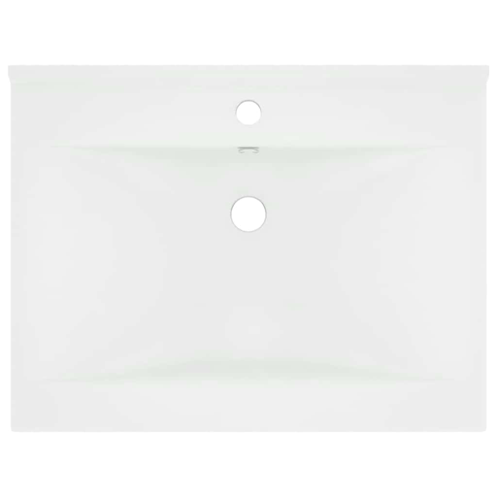 vidaXL Luxus-Waschbecken mit Hahnloch Matt-Weiß 60x46 cm Keramik