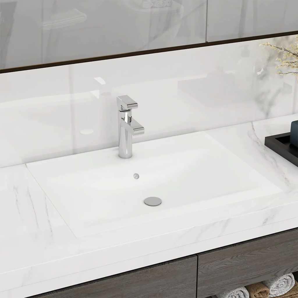 vidaXL Luxus-Waschbecken mit Hahnloch Matt-Weiß 60x46 cm Keramik