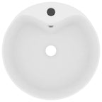 vidaXL Luxus-Waschbecken mit Überlauf Matt-Weiß 36x13 cm Keramik