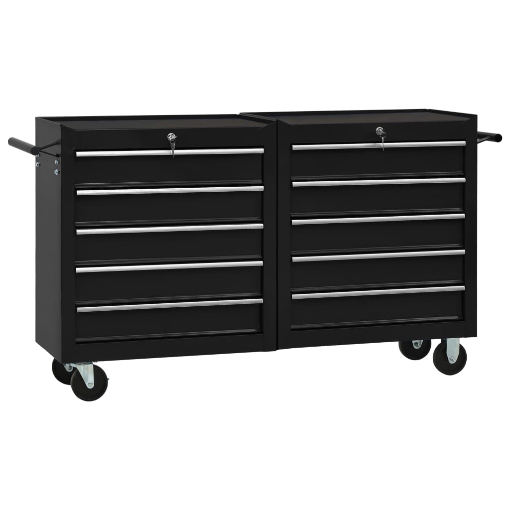 vidaXL Werkstattwagen mit 5 Schubladen Schwarz 69x33x77 cm Stahl