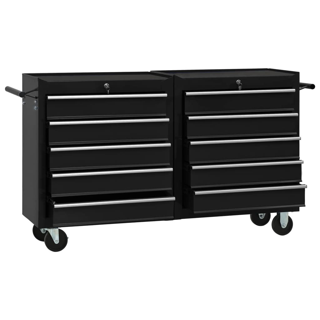 vidaXL Werkstattwagen mit 5 Schubladen Schwarz 69x33x77 cm Stahl