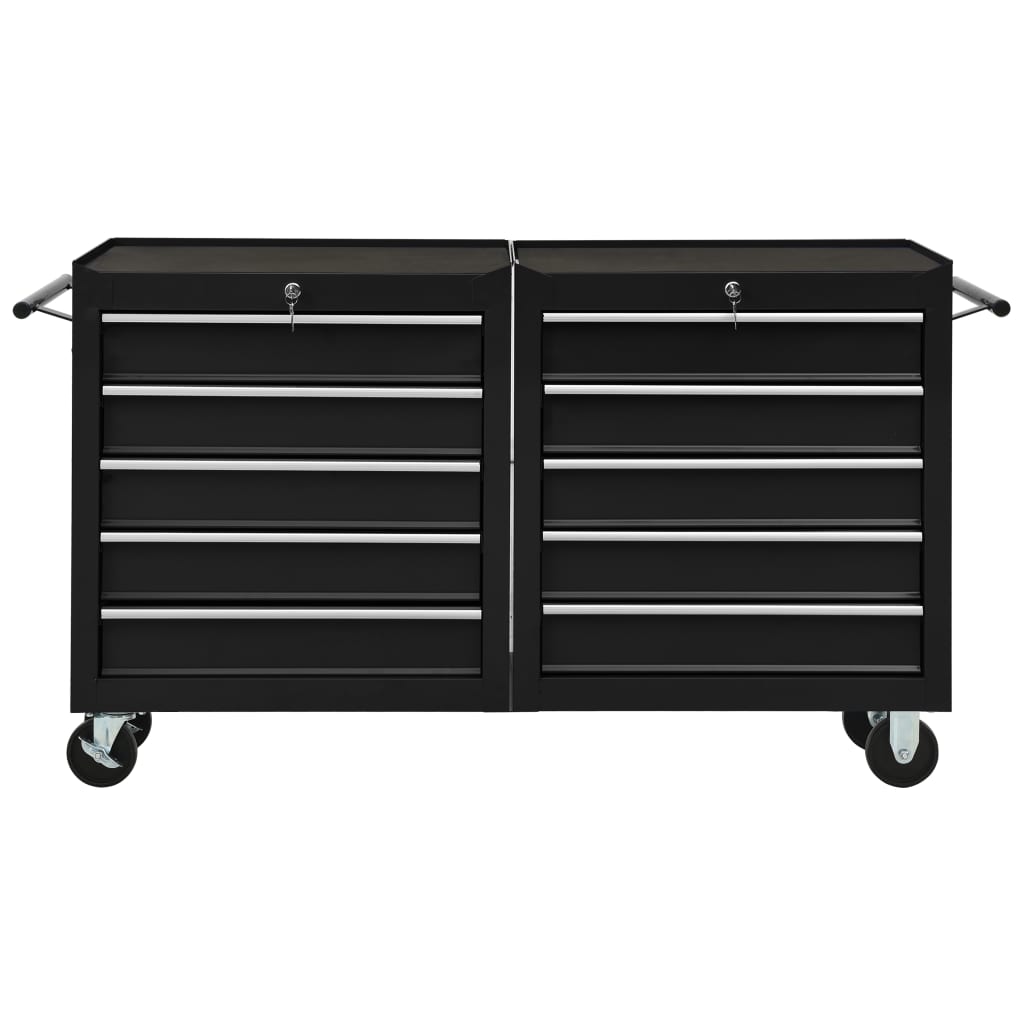 vidaXL Werkstattwagen mit 5 Schubladen Schwarz 69x33x77 cm Stahl