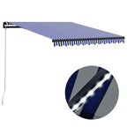 vidaXL Markise Manuell Einziehbar mit LED Blau & Weiß