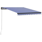 vidaXL Markise Manuell Einziehbar mit LED Blau & Weiß