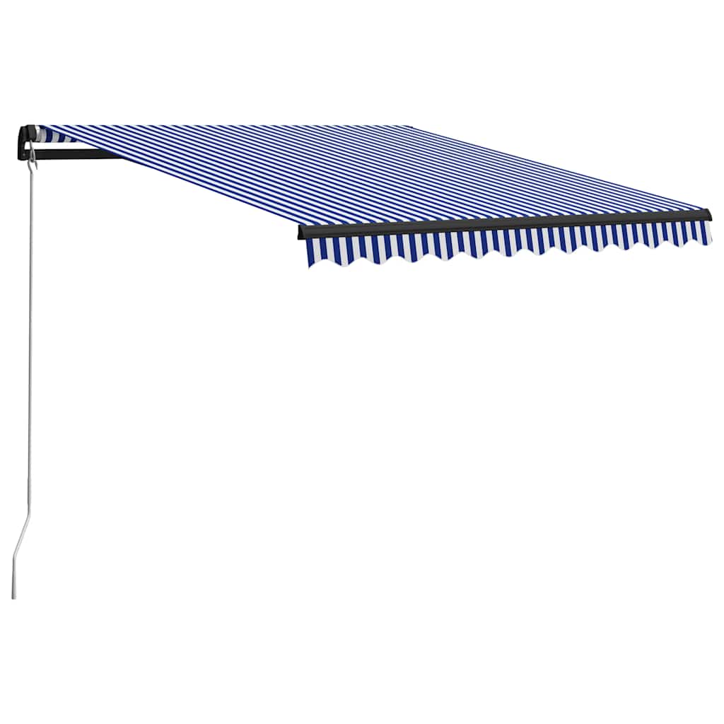 vidaXL Markise Manuell Einziehbar mit LED Blau & Weiß