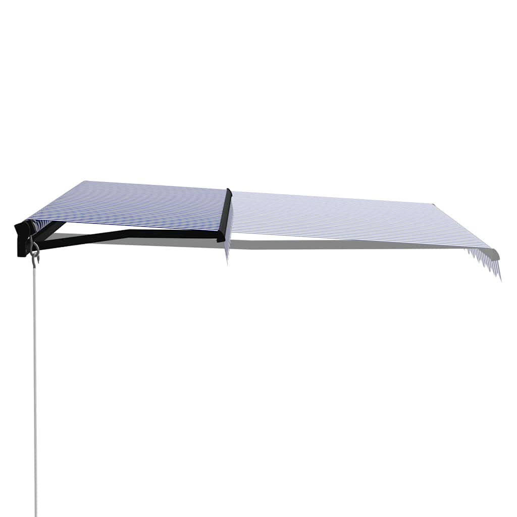 vidaXL Markise Manuell Einziehbar mit LED Blau & Weiß