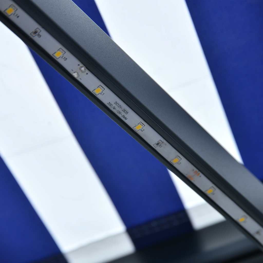 vidaXL Markise Manuell Einziehbar mit LED Blau & Weiß