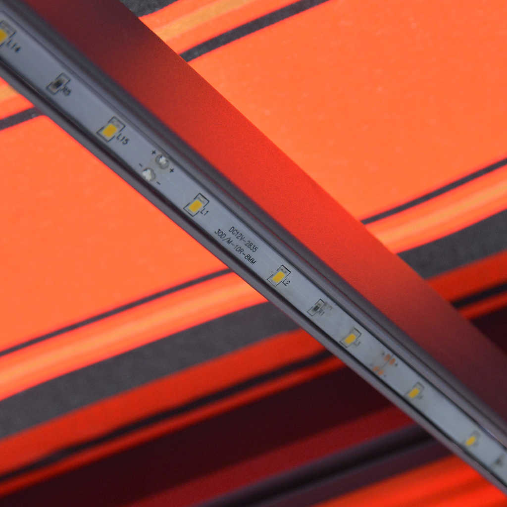 vidaXL Markise Manuell Einziehbar LED Orange & Braun