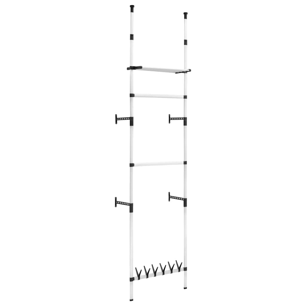 vidaXL Teleskop-Garderobe mit Stangen und Regal Aluminium