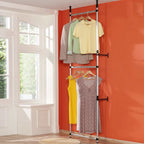 vidaXL Teleskop-Garderobe mit Stangen und Regal Aluminium