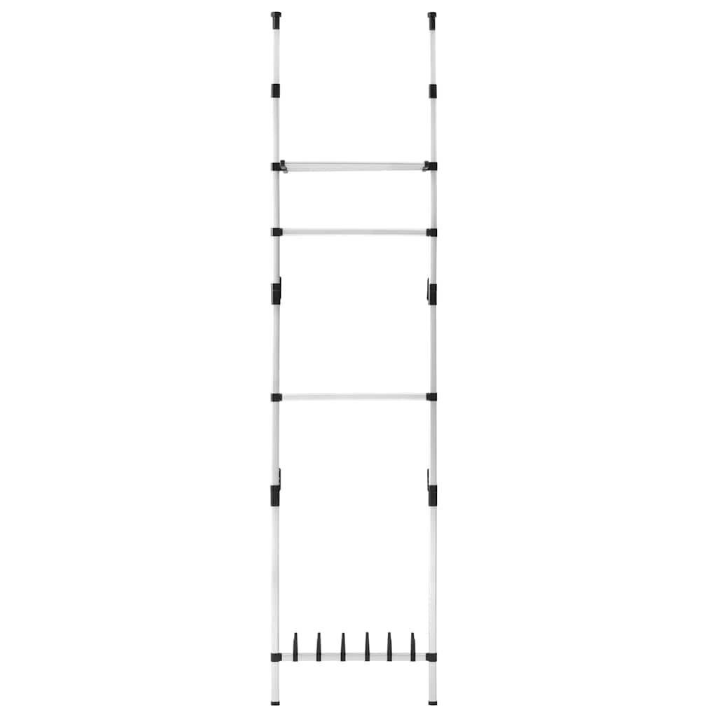 vidaXL Teleskop-Garderobe mit Stangen und Regal Aluminium