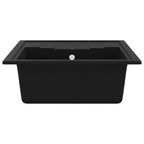 vidaXL Küchenspüle mit Überlauf Oval Schwarz Granit