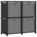 vidaXL Würfelregal mit 4 Boxen Schwarz 69x30x72,5 cm Stoff