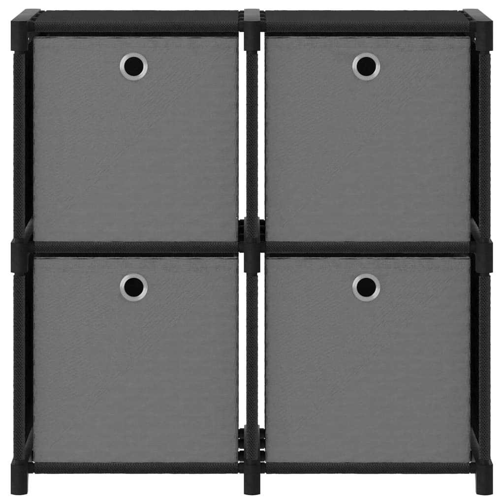 vidaXL Würfelregal mit 4 Boxen Schwarz 69x30x72,5 cm Stoff
