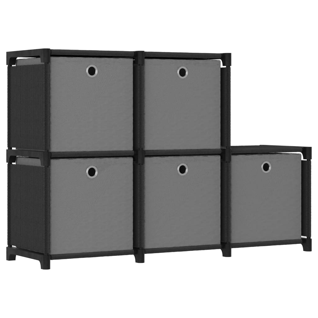 vidaXL Würfelregal mit 5 Boxen Schwarz 103x30x72,5 cm Stoff