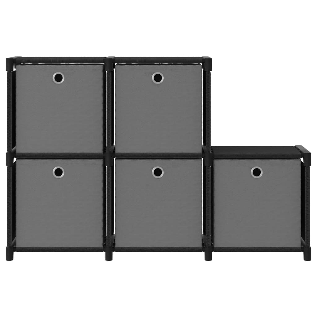 vidaXL Würfelregal mit 5 Boxen Schwarz 103x30x72,5 cm Stoff