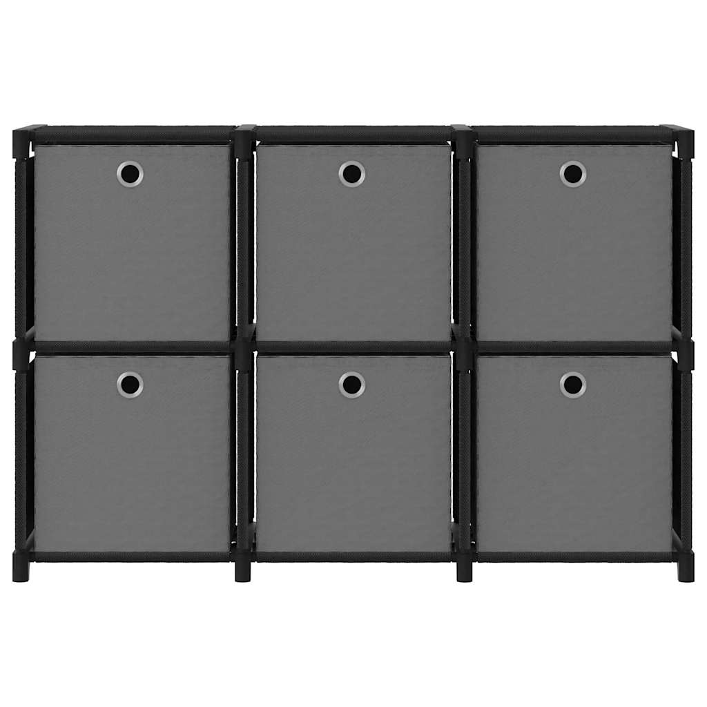 vidaXL Würfelregal mit 6 Boxen Schwarz 103x30x72,5 cm Stoff