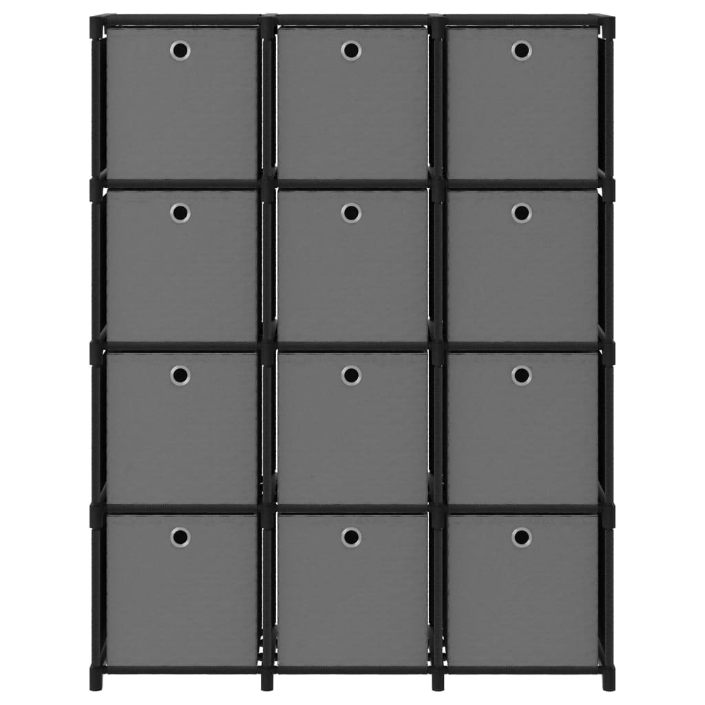 vidaXL Würfel-Regal mit Boxen 12 Fächer Schwarz 103x30x141 cm Stoff