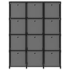 vidaXL Würfel-Regal mit Boxen 12 Fächer Schwarz 103x30x141 cm Stoff