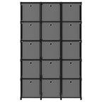 vidaXL Würfel-Regal mit Boxen 15 Fächer Schwarz 103x30x175,5 cm Stoff