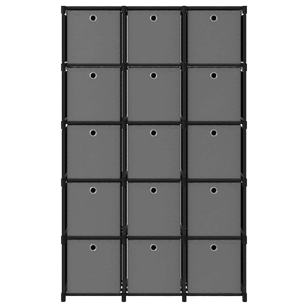 vidaXL Würfel-Regal mit Boxen 15 Fächer Schwarz 103x30x175,5 cm Stoff