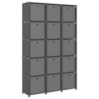vidaXL Würfelregal mit 15 Boxen Grau 103x30x175,5 cm Stoff